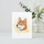 Carte Postale Dessin de chien mignon Shiba Inu (Debout devant)