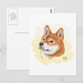 Carte Postale Dessin de chien mignon Shiba Inu (Devant / Derrière)