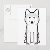 Carte Postale Dessin de Chien Sibérie Husky (Devant / Derrière)