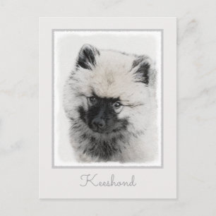 Carte Postale Dessin de chiot Keeshond - Art original de chien m