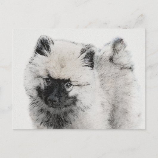 Carte Postale Dessin de chiot Keeshond - Art original de chien m (Devant)