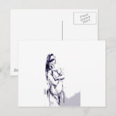 Carte Postale Dessin de conception de fille drôle (Devant / Derrière)