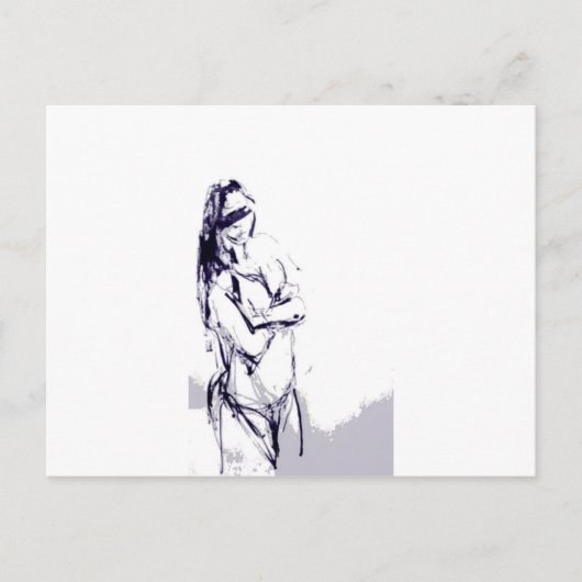Carte Postale Dessin de conception de fille drôle (Devant)