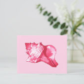 Carte Postale Dessin de coquille de conque - rose fuchsia et bla (Debout devant)