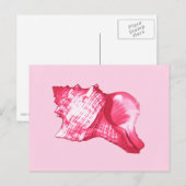 Carte Postale Dessin de coquille de conque - rose fuchsia et bla (Devant / Derrière)