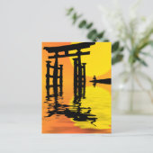 Carte Postale Dessin de coucher du soleil japonais Torii (porte) (Debout devant)