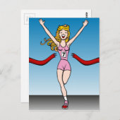 Carte Postale Dessin de course pour une femme coureuse (Devant / Derrière)
