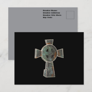 Carte Postale Dessin de croix de pierre tombale de cimetière got