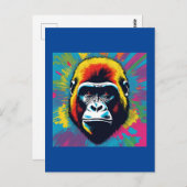 Carte Postale Dessin de dessin de peinture Gorilla Pop (Devant / Derrière)