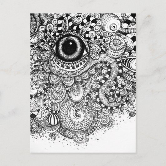 Carte Postale Dessin de Doodle avec un oeil (Devant)