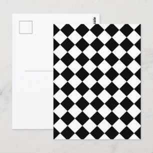 Carte Postale Dessin de drapeau à carreaux en damier noir et bla