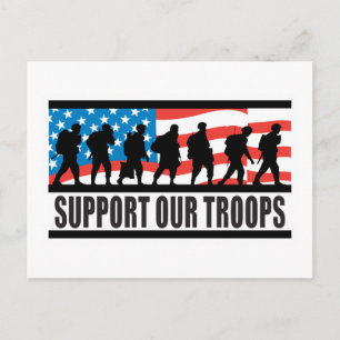 Carte Postale Dessin de drapeau de soutien à nos troupes