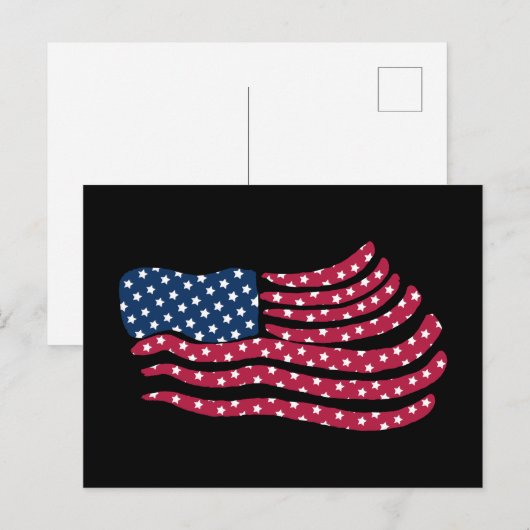 Carte Postale Dessin de drapeau rouge blanc et bleu (Devant / Derrière)