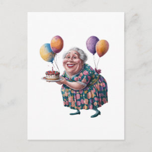 Carte Postale Dessin de fête d'anniversaire de grand-mère drôle