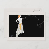 Carte Postale Dessin de fille flapper de mode des années 1920 (Devant / Derrière)
