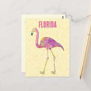 Carte Postale Dessin de flamant en mosaïque fantaisiste