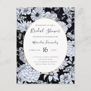 Carte Postale Dessin de fleurs, fleurs noir et blanc