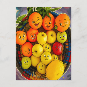CARTE POSTALE DESSIN DE FRUIT AMUSANT 