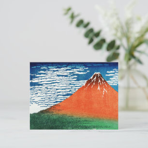 Carte Postale Dessin de Fuji rouge Kanagawa Hokusai