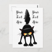 Carte Postale Dessin de Funny Fierce Black Cat (Devant / Derrière)