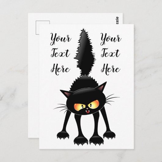 Carte Postale Dessin de Funny Fierce Black Cat (Devant / Derrière)