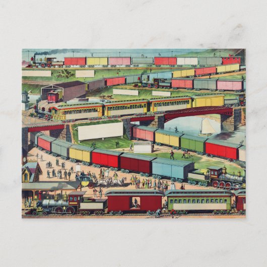 Carte Postale Dessin de gare vintage (Devant)