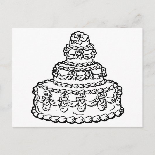Carte Postale Dessin de gâteau mariage (Devant)