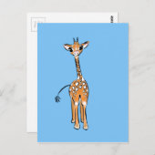 Carte Postale Dessin de girafe mignon, animaux de safari  (Devant / Derrière)
