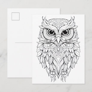 Carte Postale Dessin de gribouillage de hibou.