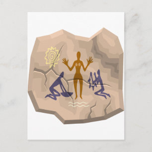 Carte Postale Dessin de grotte préhistorique Femme et serviteurs