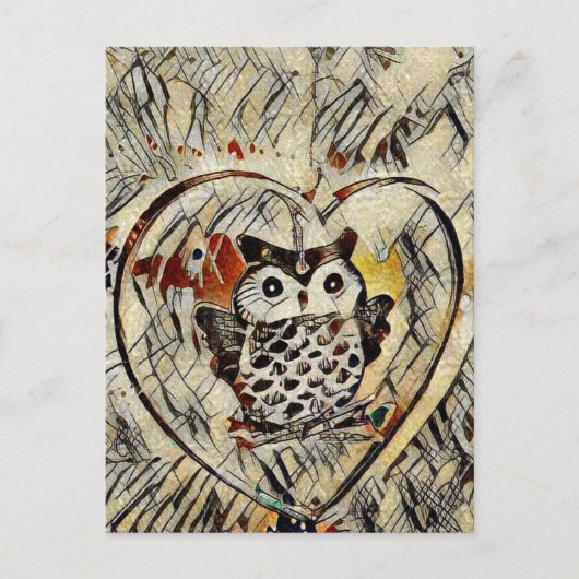 Carte Postale Dessin de hibou (Devant)