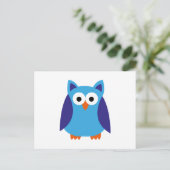 Carte Postale Dessin de hibou bleu (Debout devant)