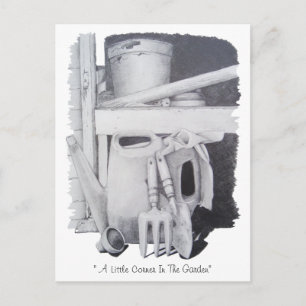 Carte Postale Dessin de la vie continue outils de jardin pour ja