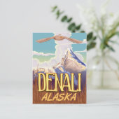 Carte Postale Dessin de l'Alaska de Denali poster de voyage vint (Debout devant)