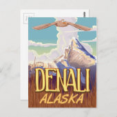 Carte Postale Dessin de l'Alaska de Denali poster de voyage vint (Devant / Derrière)