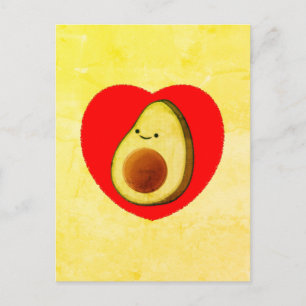 Carte Postale Dessin De L'Avocado Dans La Peinture Du Coeur Roug
