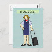 Carte Postale Dessin de l'équipage Cabine Merci (Devant / Derrière)