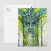 Carte Postale Dessin de l'esprit de l'arbre vert (Devant / Derrière)