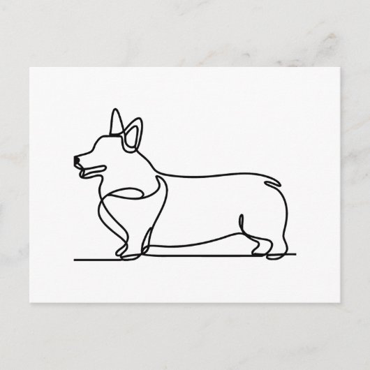 Carte Postale Dessin de ligne de corgi (Devant)