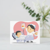 Carte Postale Dessin de l'infirmière aidant le patient (Debout devant)