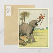 Carte Postale Dessin de livre d'histoires d'éléphants (Devant / Derrière)