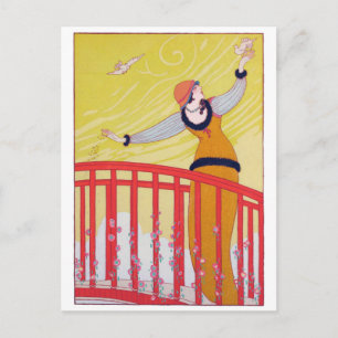 Carte Postale Dessin de mode d'été Art jaune Charles Martin 