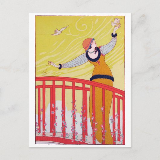 Carte Postale Dessin de mode d'été Art jaune Charles Martin (Devant)