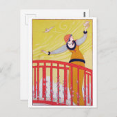 Carte Postale Dessin de mode d'été Jaune Charles Martin Art  (Devant / Derrière)