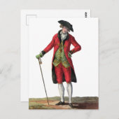 Carte Postale Dessin de mode français du gentleman en costume ro (Devant / Derrière)