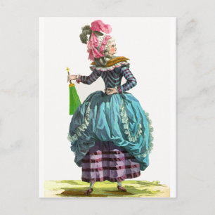 Carte Postale Dessin de mode français Régence violet et bleu