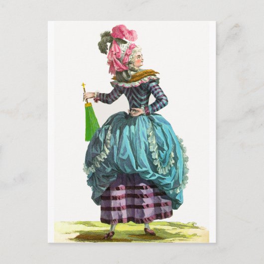 Carte Postale Dessin de mode français Régence violet et bleu (Devant)