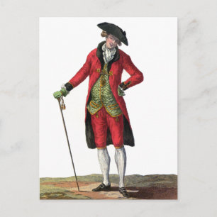 Carte Postale Dessin de mode française Gentleman Costume Rouge