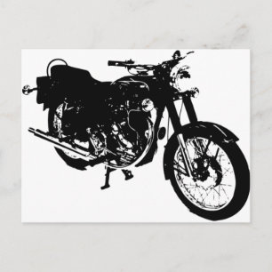 Carte Postale Dessin de moto noir et blanc
