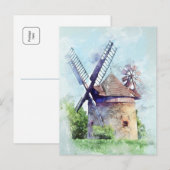 Carte Postale Dessin de moulin à vent (Devant / Derrière)